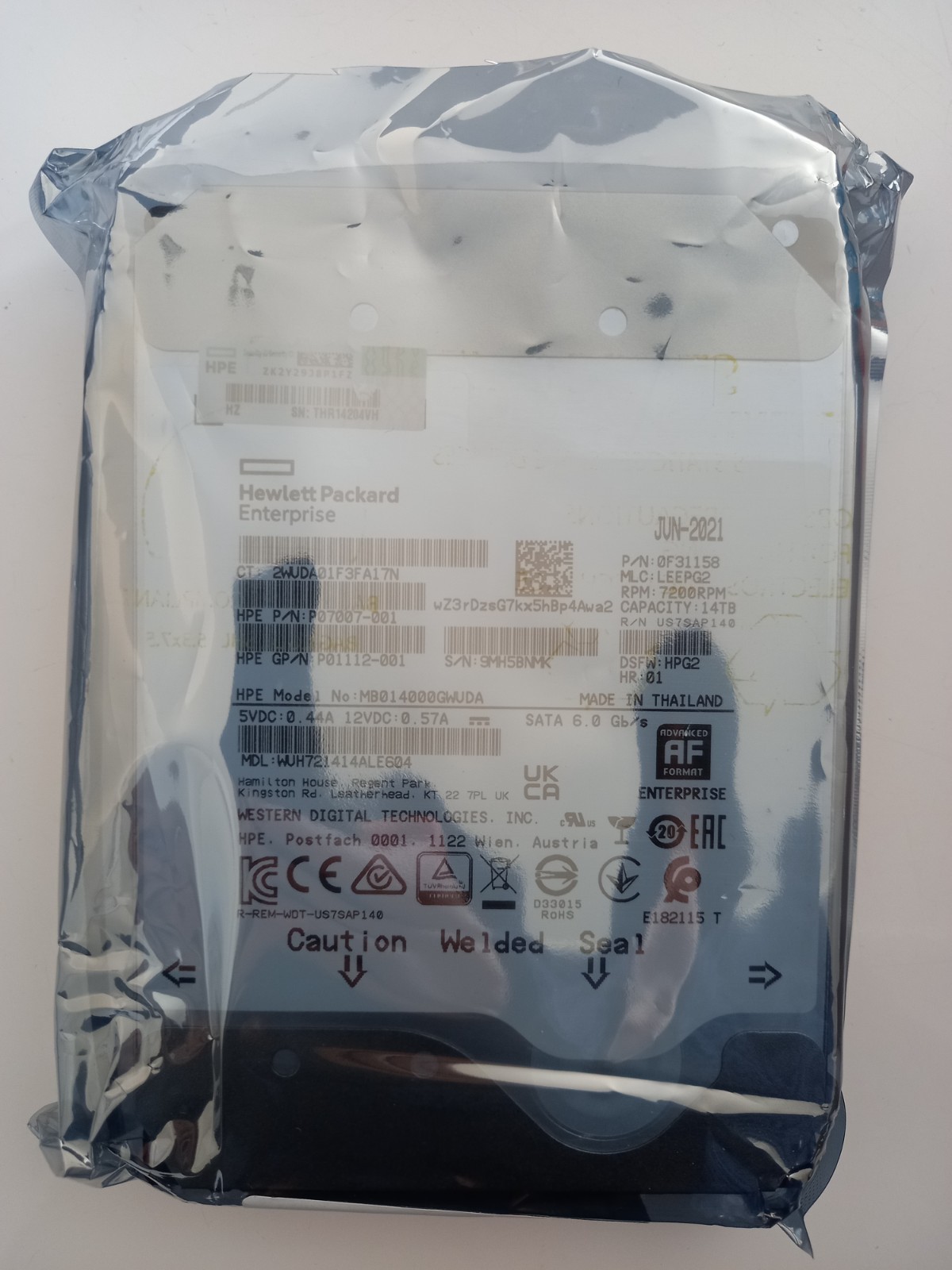HP 14TB 3.5in SATA-III 6Gbps 7.2K HDD WUH721414ALE604/Used-Good/100% Health - Image 2