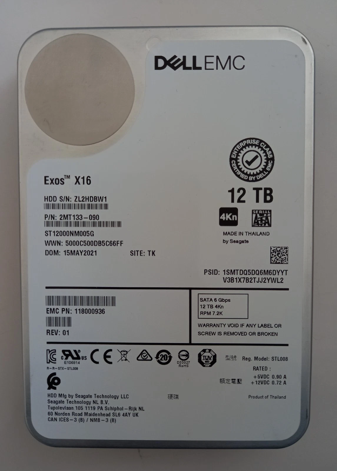 Dell EMC EXOS X16 12TB ST12000NM005G 7.2K SATA Low Used-Good/100% health - Image 8