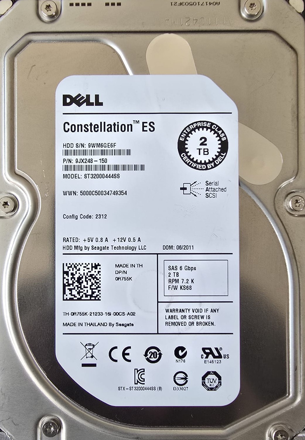 Dell ST32000444SS Constellation ES 2TB SAS 7200RPM 16MB 3.5"/ Good-100% Health - Image 7