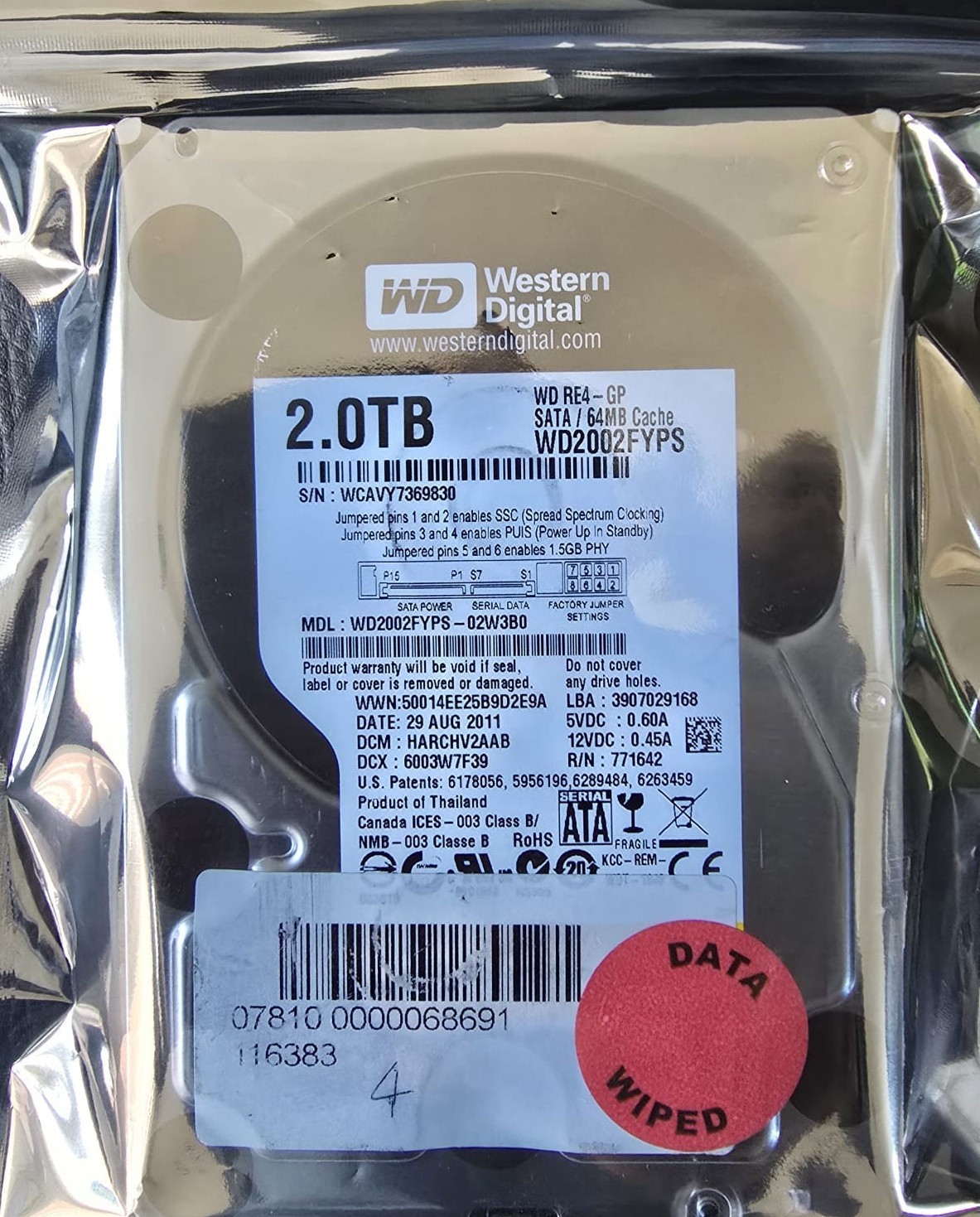 WD RE4-GP WD2002FYPS-01U1B1 2TB 3.5" Desktop SATA HDD/ Good-100% Health - Image 12