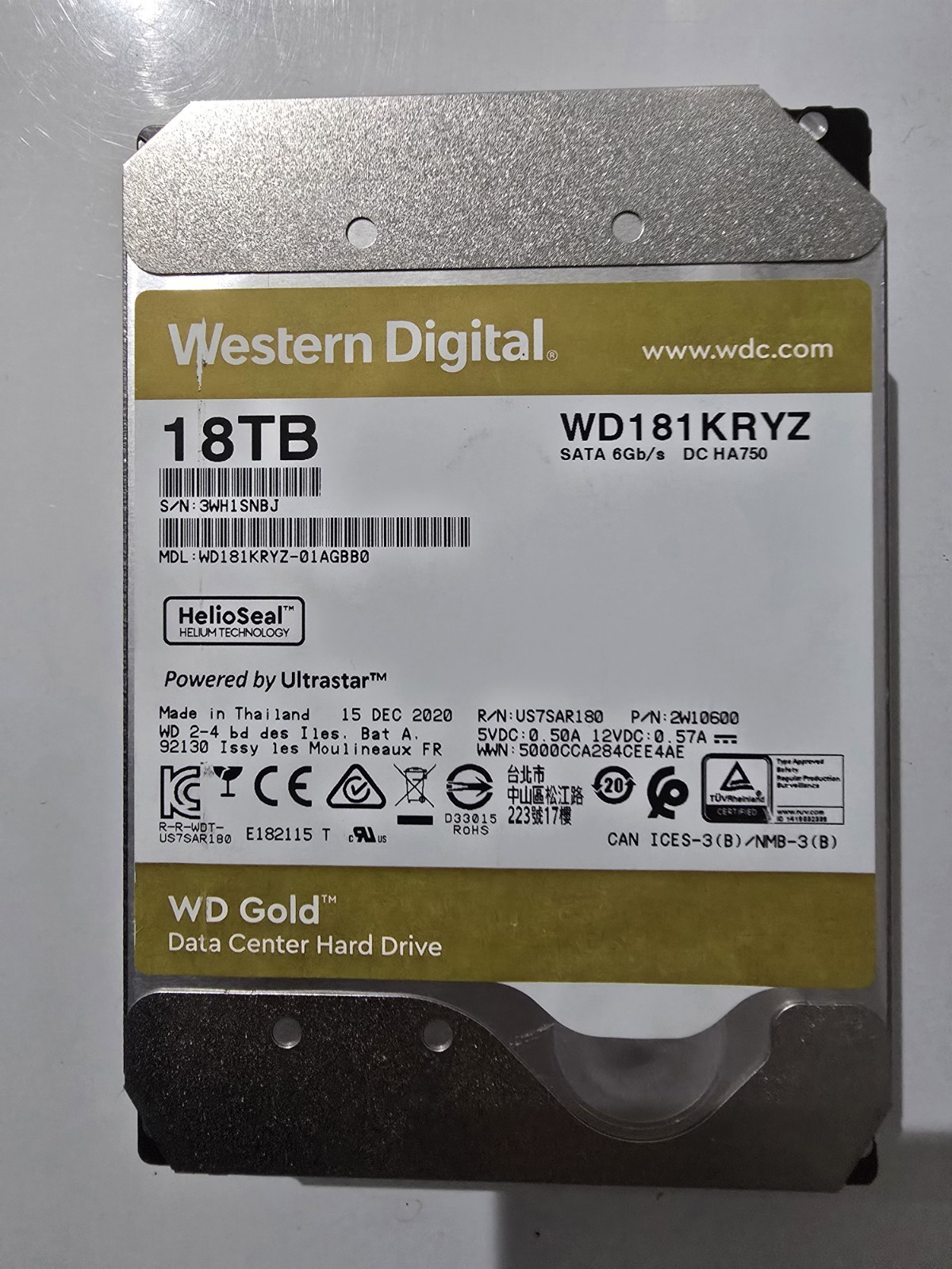 Western Digital Gold WD181KRYZ 18TB Hard drive Used-Good Health - Image 7