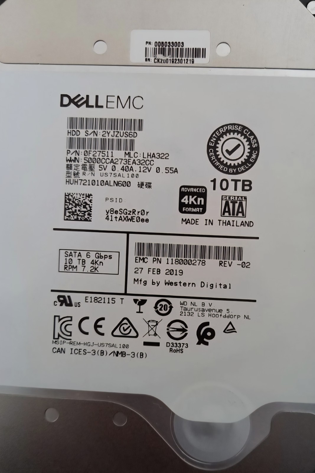 Dell EMC 10TB 7.2K 3.5" SATA HDD HUH721010ALN600/Slightly Used-Good/100% Health - Image 11