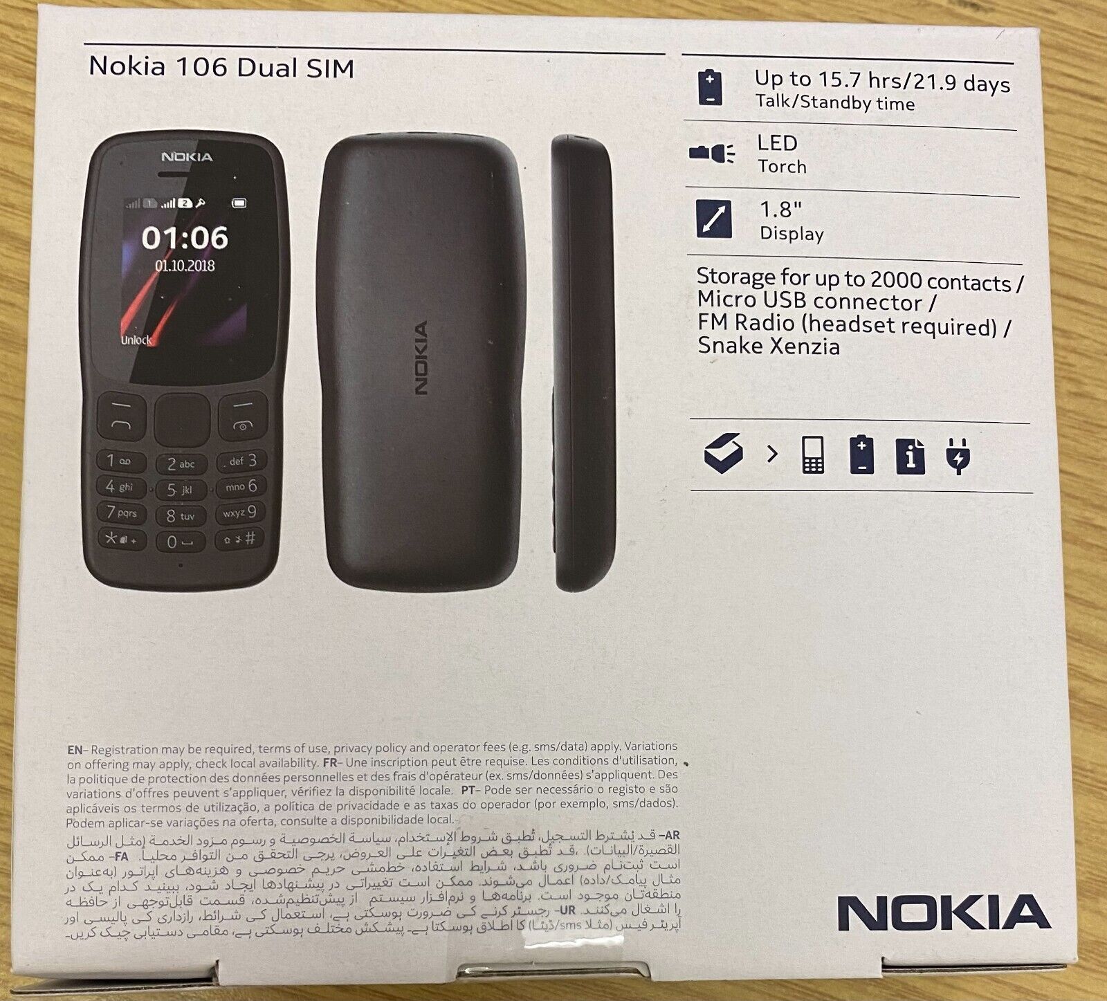 Nokia 106 Dual Sim Dark Grey 2G Unlocked Sim Free Basic Big Button Mobile Phone. - Image 12