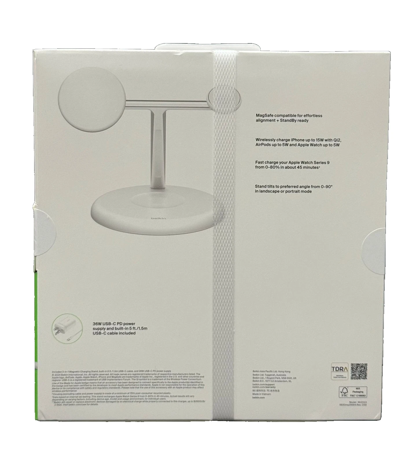 Belkin BoostCharge Pro 3 in 1 Wireless Magnetic Charging Stand Qi2 White/Sealed - Image 16