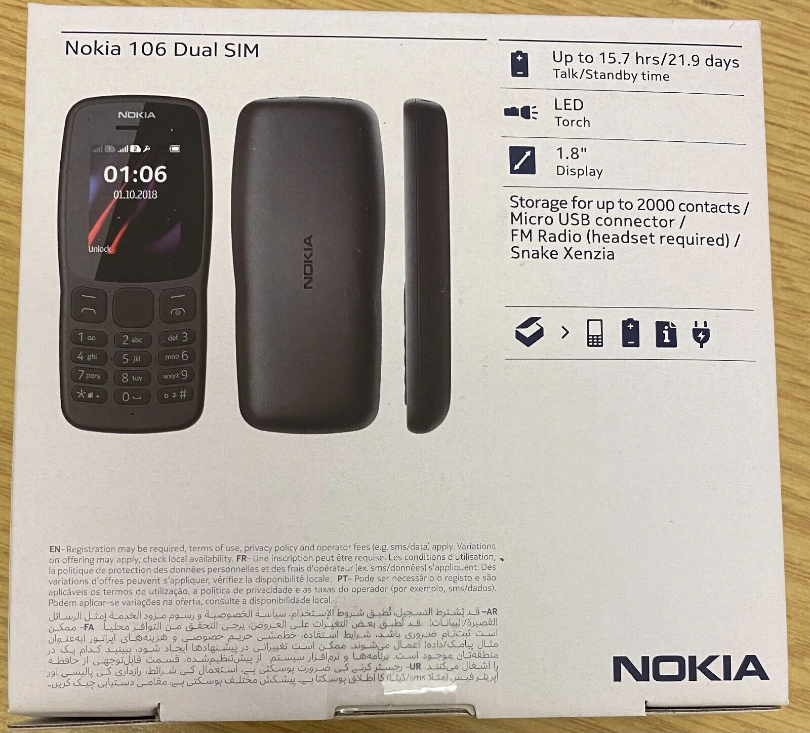 Nokia 106 Dual Sim Dark Grey 2G Unlocked Sim Free Basic Big Button Mobile Phone. - Image 13