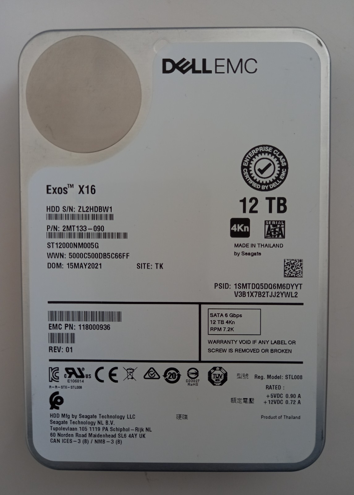 Dell EMC EXOS X16 12TB ST12000NM005G 7.2K SATA Low Used-Good/100% health - Image 7