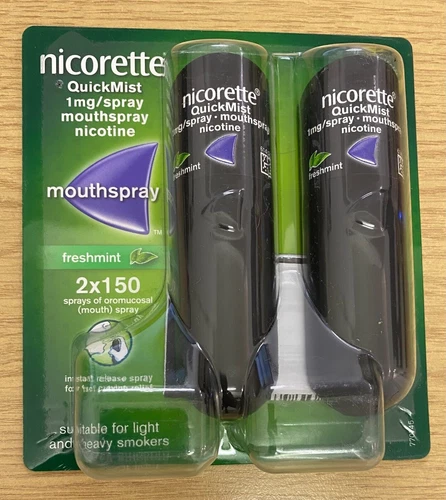 NICORETT FRESH MINT MOUTHSPRAY 1MG 2 x 150 DUO SPRAY NICOTINE NO SMOKING - Image 6