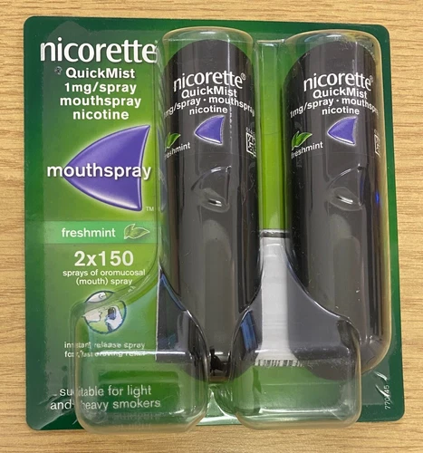 NICORETT FRESH MINT MOUTHSPRAY 1MG 2 x 150 DUO SPRAY NICOTINE NO SMOKING - Image 19
