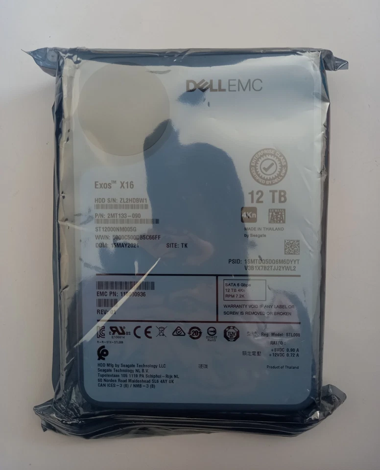 Dell EMC EXOS X16 12TB ST12000NM005G 7.2K SATA Low Used-Good/100% health - Image 5
