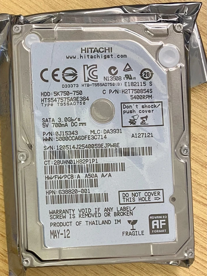 Hitachi 750GB 5K750-750 HTS547575A9E384 0J15343 Laptop 2.5" SATA HDD - Image 9