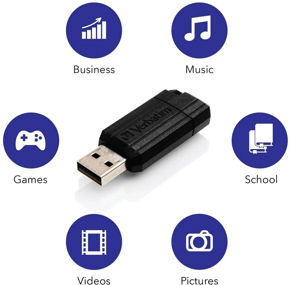 Verbatim 49062 PinStripe USB Flash Drive USB Stick 8GB Black - Image 32
