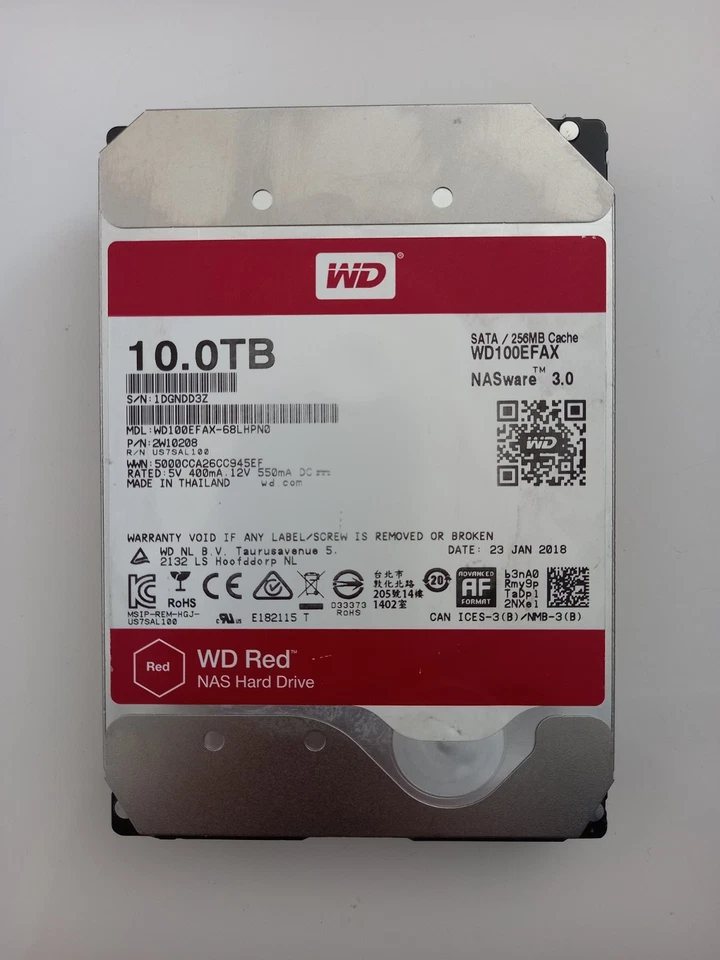WD Red 10TB 3.5" SATA 5400RPM Hard Disk HDD WD100EFAX/Used-Good/ 100% health - Image 16