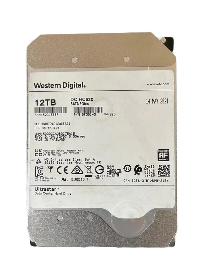 WD HDD 12TB HUH721212ALE601 256MB 7200RPM SATA III 3.5" - Used-Good/100% Health - Image 7