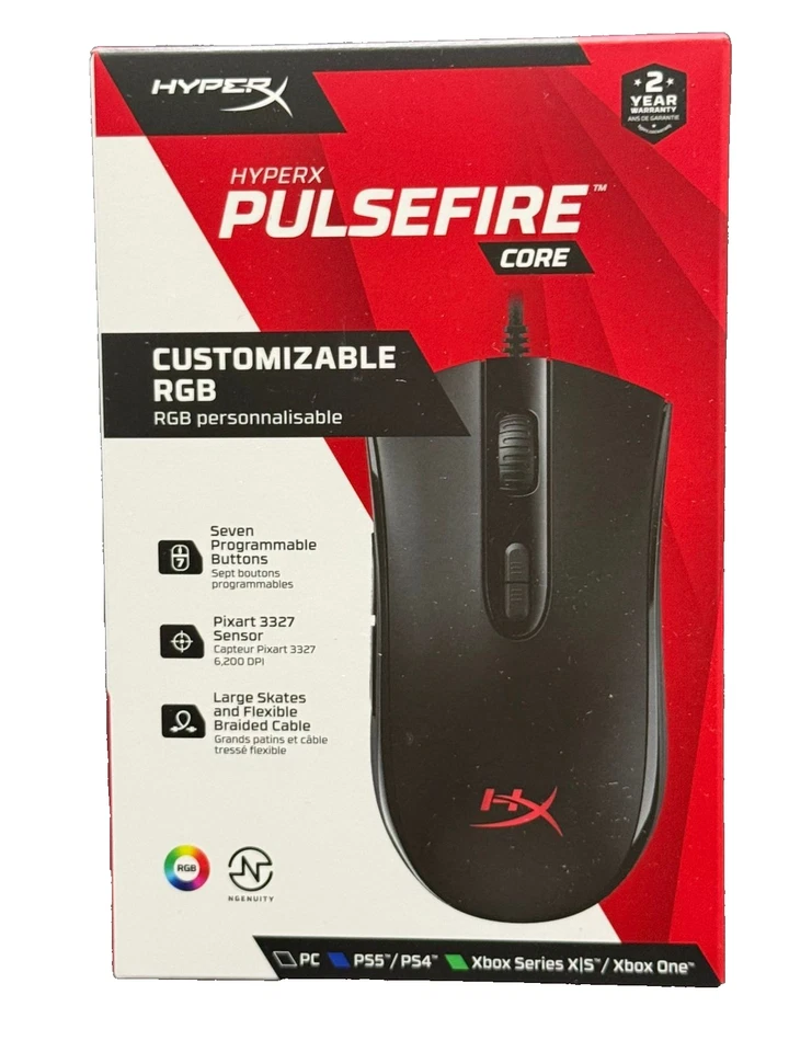 HyperX Pulsefire Core Gaming Mouse Black Customizable RGB Lighting/ Sealed - Image 18