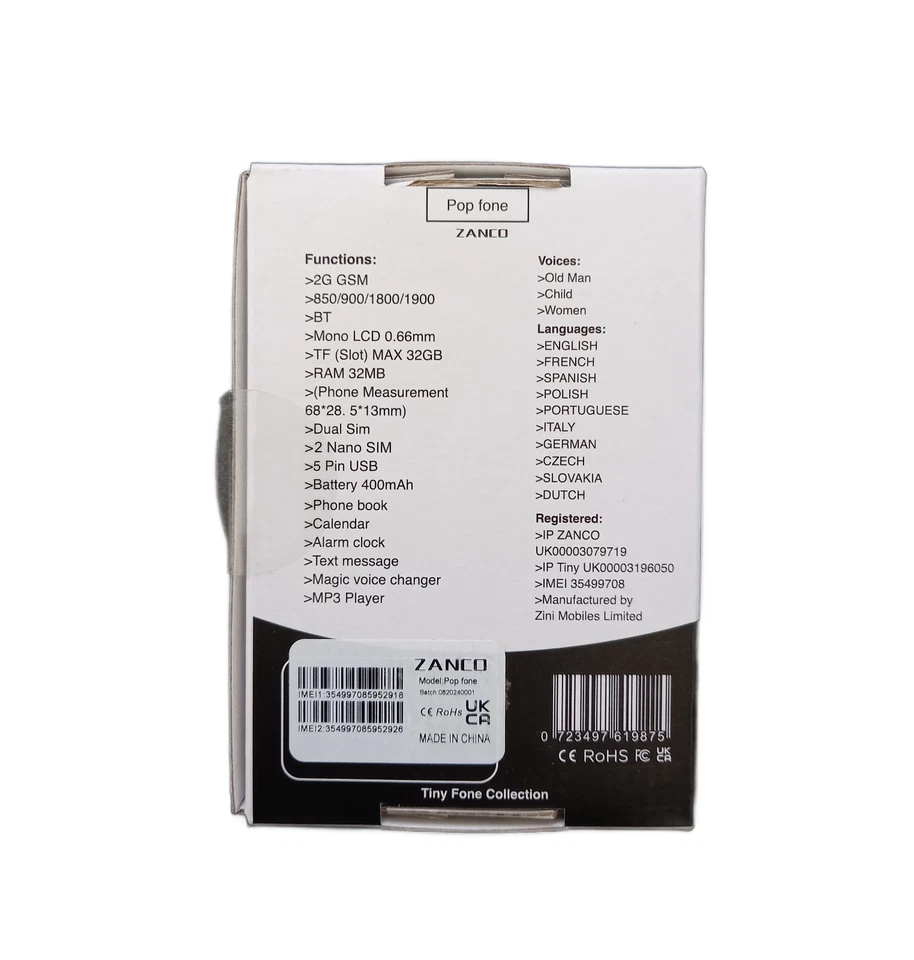 Zanco POP Fone Mobile Phone Very Small Phone - Image 7