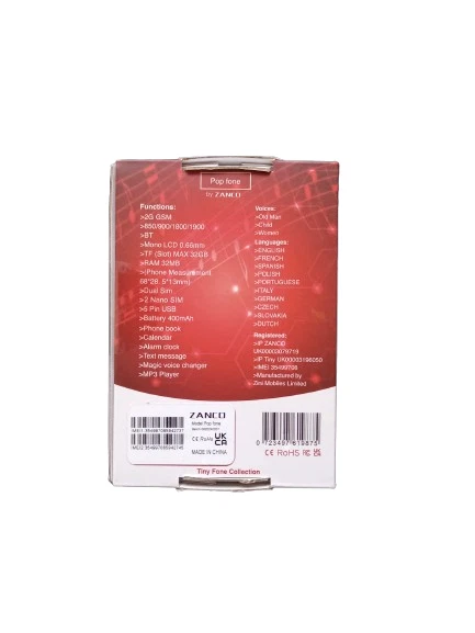 Zanco Pop Fone Mobile Phone Red & Black - Brand New - Image 8