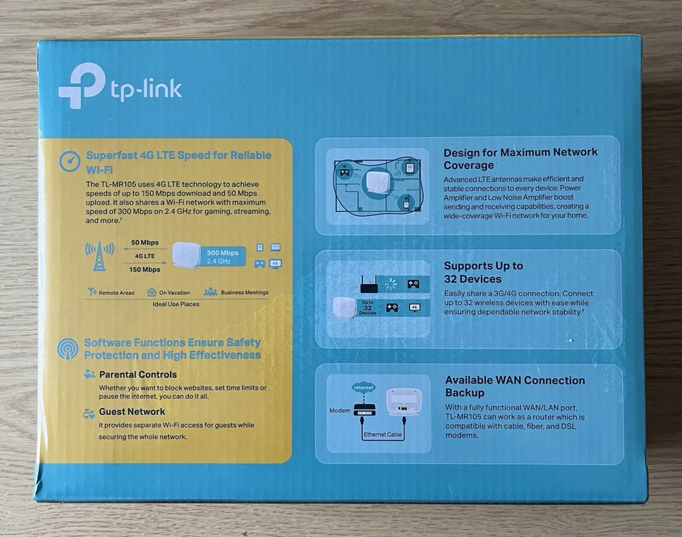 TP-Link TL-MR105 Wireless N 4G Router Nano Sim Unlocked 300Mbps Cat4 LTE Network - Image 7