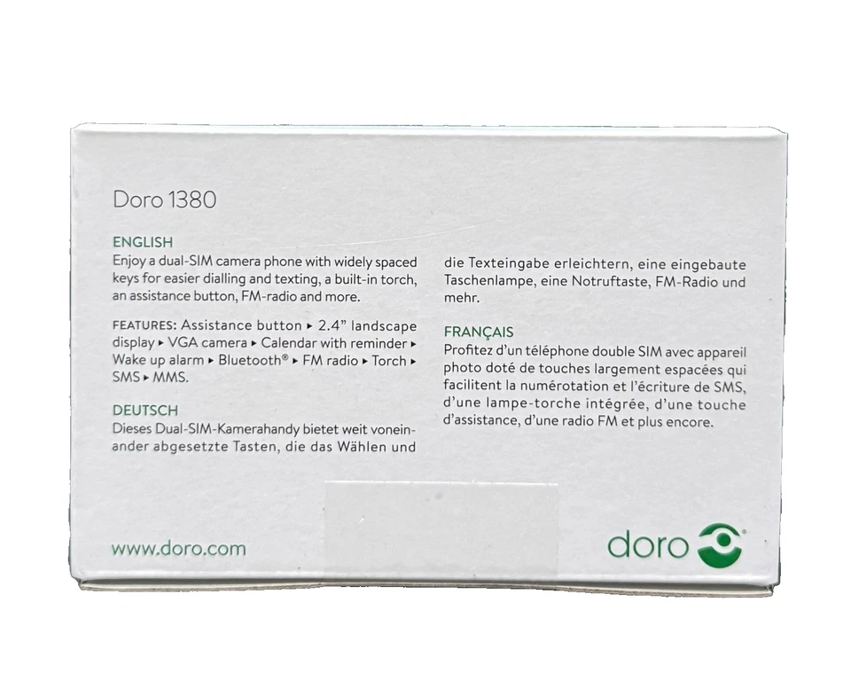 Doro 1380 mobile phone unlocked 2G dual SIM for seniors 2.4"/ sealed - Image 7