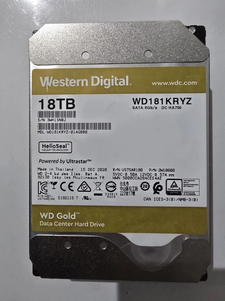 Western Digital Gold WD181KRYZ 18TB Hard drive Used-Good Health - Image 10