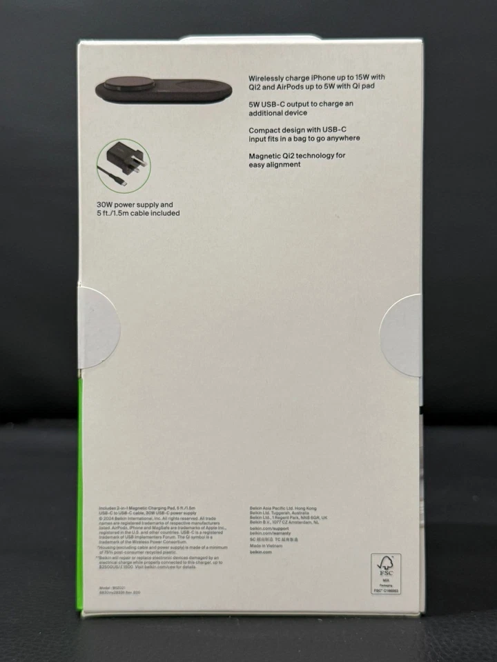 BELKIN BoostCharge Pro 2-in-1 Magnetic Wireless Charging Pad with Qi2 15W - New - Image 13