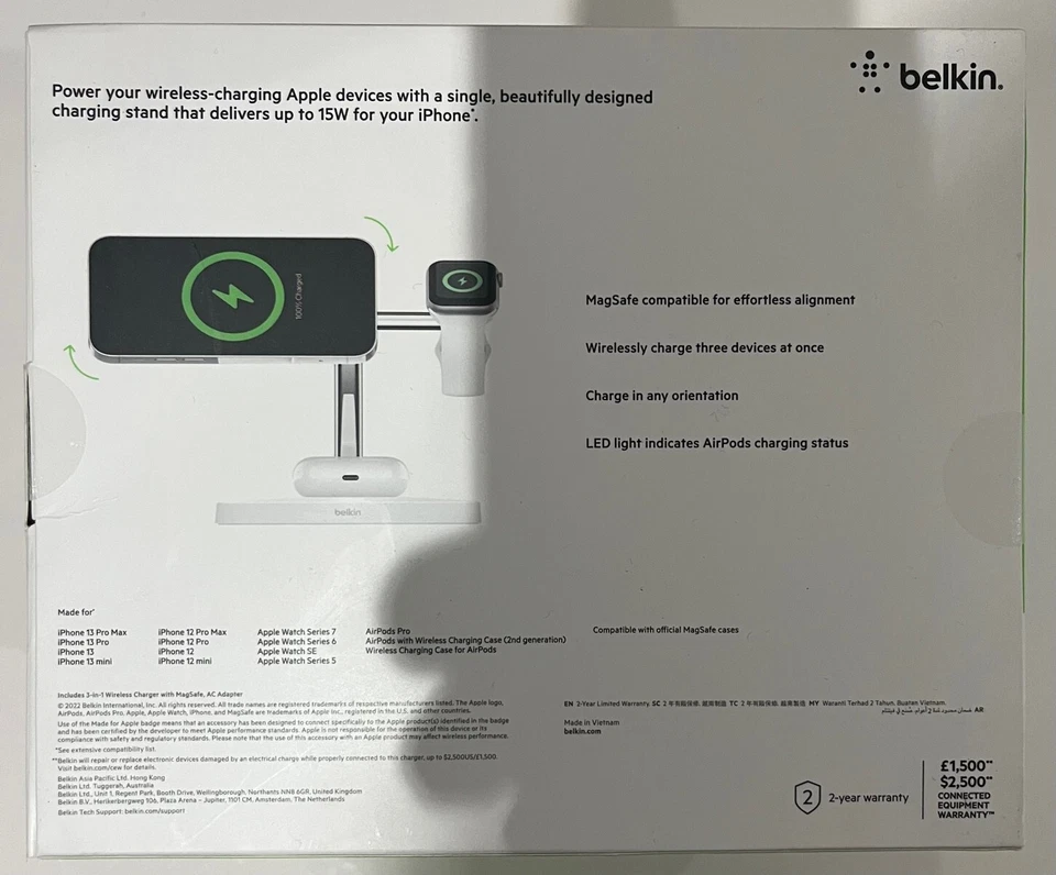 Belkin 3-in-1 MagSafe Charger Charging Dock Stand For Apple iPhone Air Pod Watch - Image 10