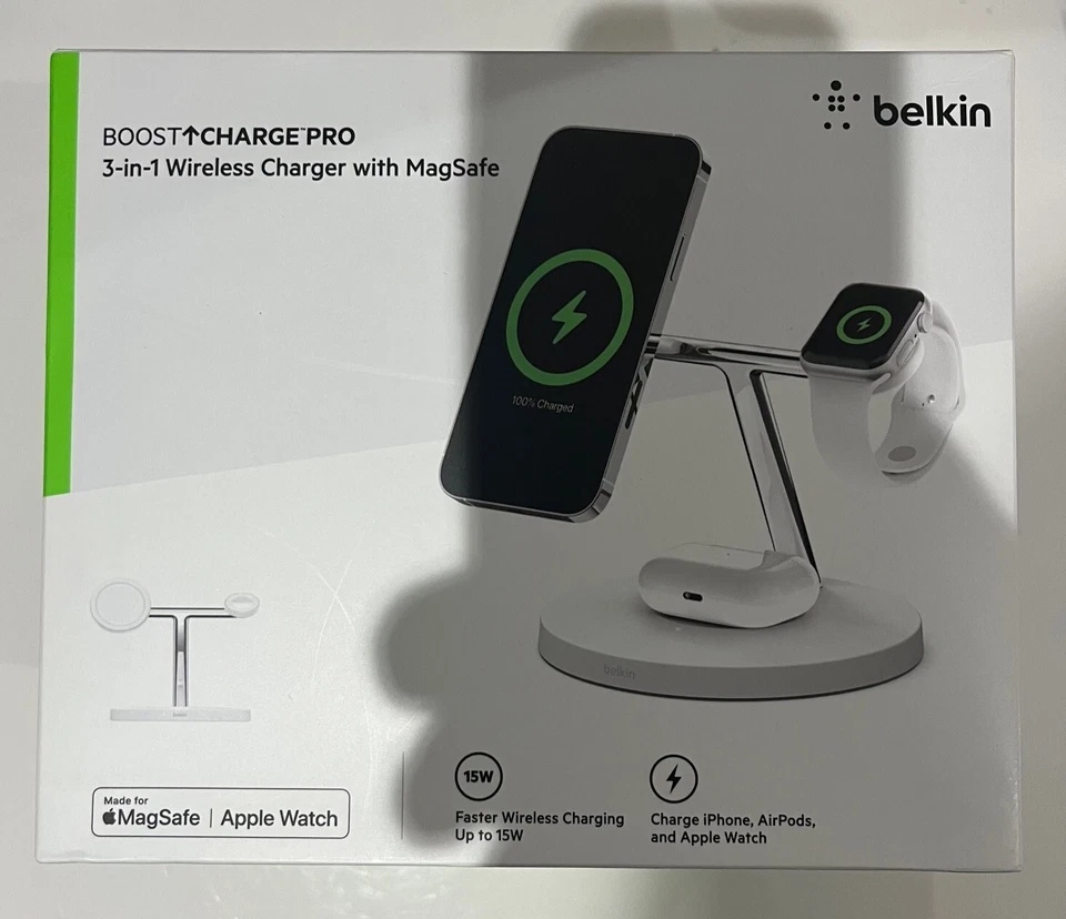 Belkin 3-in-1 MagSafe Charger Charging Dock Stand For Apple iPhone Air Pod Watch - Image 17