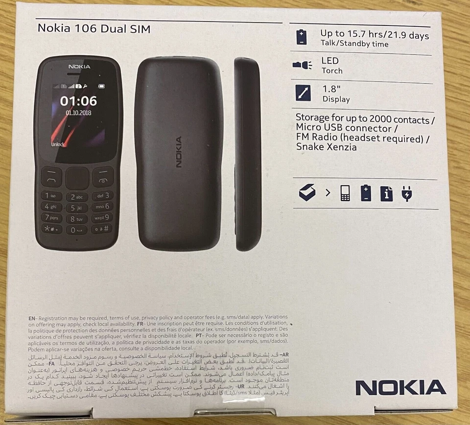 Nokia 106 Dual Sim Dark Grey 2G Unlocked Sim Free Basic Big Button Mobile Phone. - Image 15